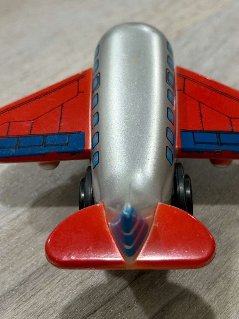 KidKraft 2011 Wooden Toy Airplane Silver Red Blue 4